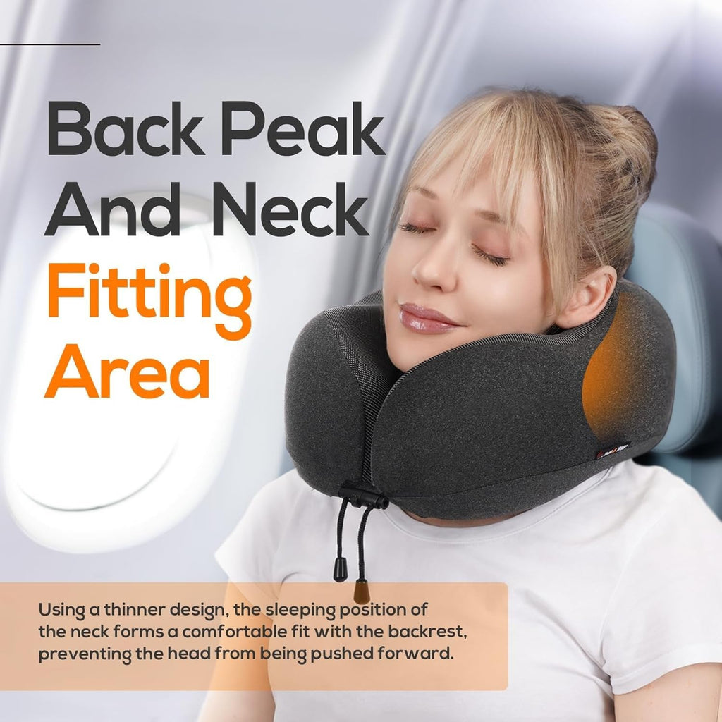 TRAVALATE Square Shape Travel Neck Pillow and Sleeping Eye Mask Combo–Black