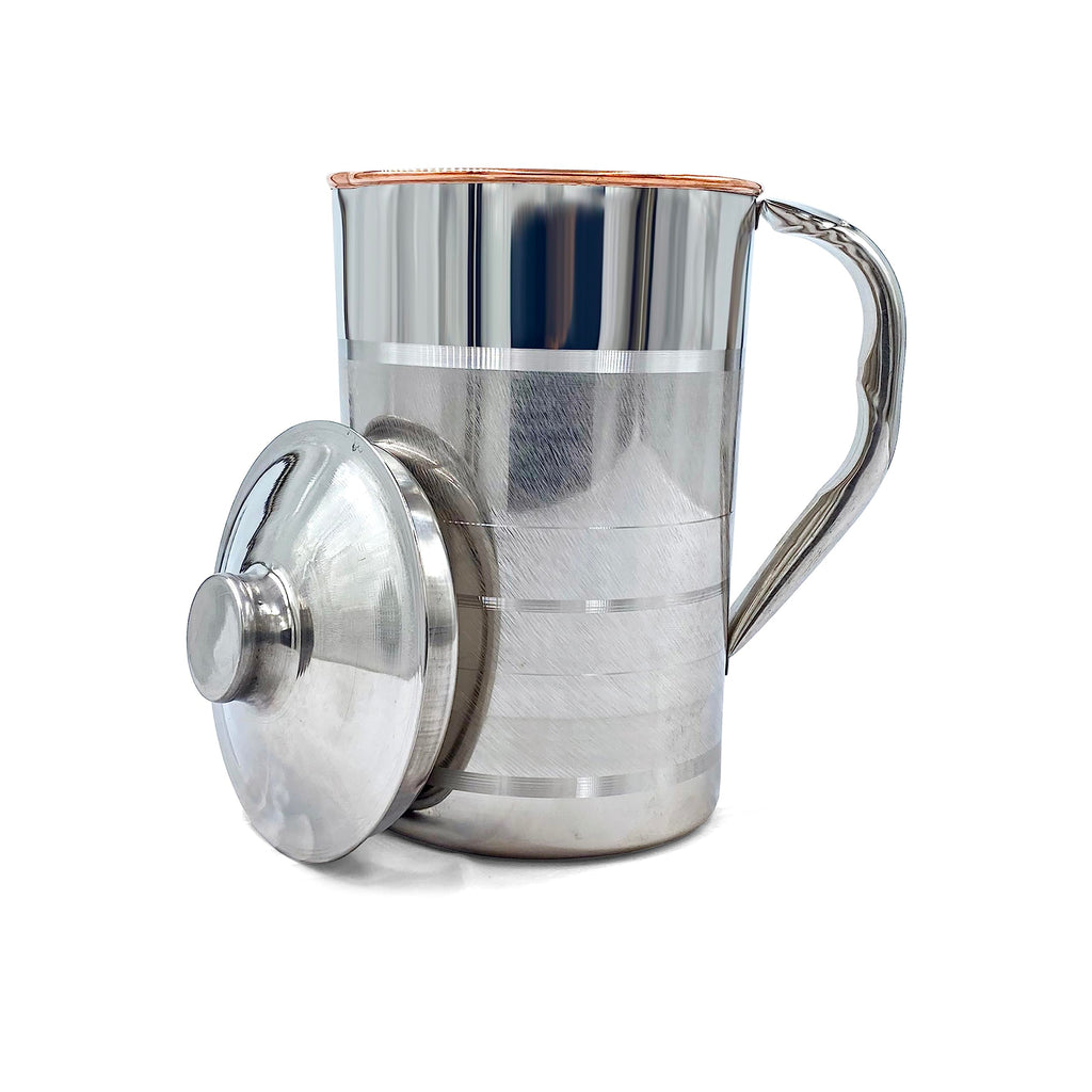 Adoko Premium Copper Lined Stainless Steel Water Jug Pitcher 1.5L | Ayurvedic Health Benefits, Luxury Design, Leak-Proof, Ideal for Serving & Storage