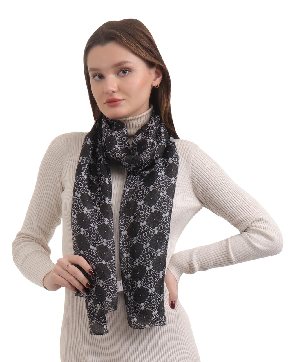 EH 100% Pure Mulberry Silk Scarf for Women, head scarf, neck scarf, hair scarf, digital printed long (22 X 72) (MC 21)