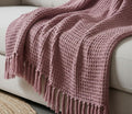 KNIT VIBES 100% Cotton Waffle Weave Sofa Throw Blanket 50x60 Inches or 125x150 cms Lightweight, Soft & Breathable Couch, Bed or Chair Throw Blanket for Living or Bedroom, Onion Kafalo