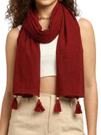 KE KANHA EXPORTS Cotton Scarf|Scarf for Women|Cotton Stole|Soft Beach Wrap|Tassel Design|Easily fits 180 * 50cm