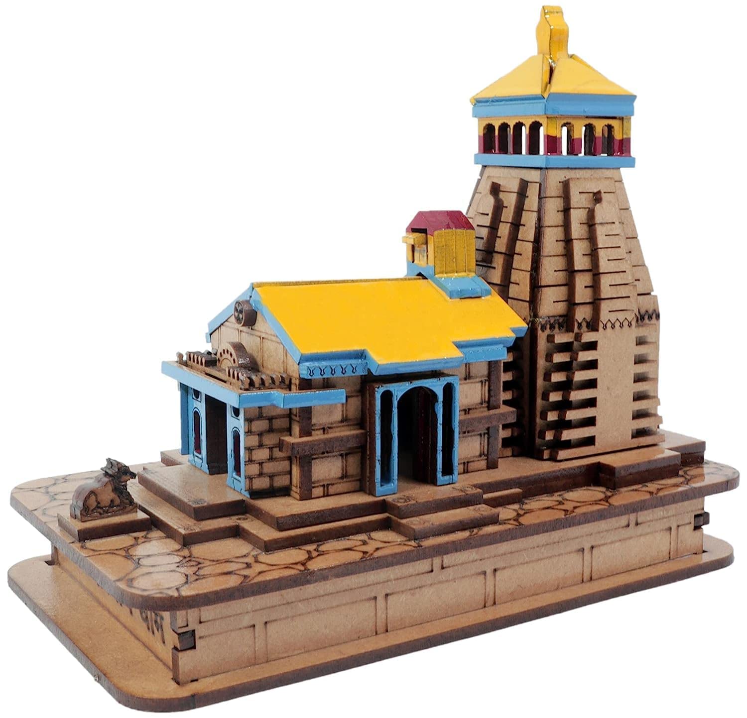 HaridwarDivine Wood Miniature Shri Kedarnath Dham Colored Temple Mandir Small-9 X 5.5 X 10 Cm