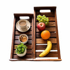 The Shilp Collective Sheesham Wood Serving Tray Set of 2 | Handmade Wooden Breakfast & Organizer Trays with Handles | Multipurpose Decorative Tray for Kitchen Dining Table & Home Décor
