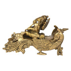 ARTVARKO Brass Ganesh Bhagwan Idol Resting on Designer Peacock Couch Ganapati Pital Moorti for Home Decor Success Office Marriage Length 9 Inch