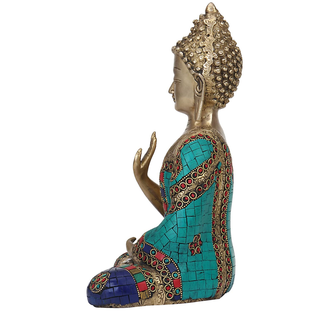 SVARUP Brass Gautam Buddha Idol Statue for Home Decoration Blessing Buddh Height 10 Inch Weight 3.7 Kg Color Multicolor