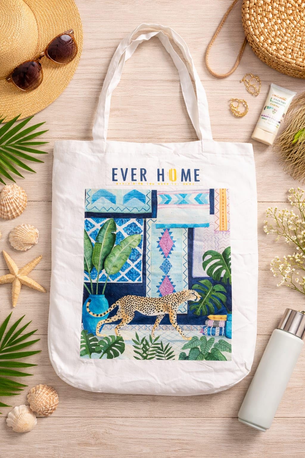 EVER HOME 100% Cotton Reusable Tote Bags | Outer Pocket, Utility Tote bags for Shopping/Grocery Bag & Daily use(Size 45x35x15 cm) (5, Multi3)