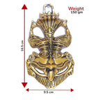 Kridaykraft Metal Feng Shui Vastu Showpiece Nazar Battu with Naag Ganesha Suraksha Kawach Mask for Evil Eye Protection for Home, Office Wall & Door Hanging (Gold, Medium) - 9.5 Cm