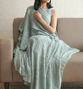 Paudha All-Season Pure Cotton Knitted Sofa Throw Blanket for 3 Seater, Breathable Throw for Sofa & Bed, Wavy Aesthetic Sofa Throw Cover, Extra Large Sofa Throws, 60 x 50 Inch, ICY Lace Kafalo