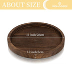 Weqxux Round Decorative Tray Serving Trays for Food and Drinks Rustic Wooden Coffee Table Trays Home Decor Farmhouse Centerpiece One Set of Ottoman Kitchen countertops. (Black)