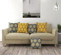 Trance Home Linen Set of 5 Premium 100% Cotton 18x18 inch Cushion Covers Only | Throw Pillow/Small Cushion Pillow Covers Only (18x18 inch | 45cmx45cm, Damask & Dori Mustard Yellow) Set of 5-180 TC