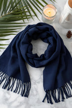 FM Trends Stylish Plain Scarf for Women & Girls | Solid Color Stole, Dupatta, Shawl | Elegant Ladies Accessory (Navy Blue, 1.8 meters)