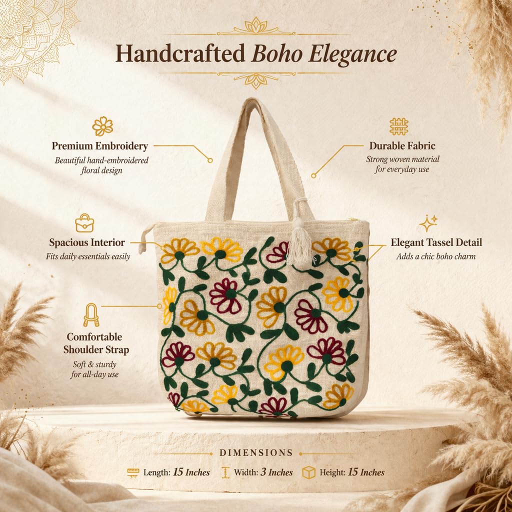 Floral Canvas Tote Bag for Women | Pinterest Viral Aesthetic Tote Bag | 15x15 Inch Large Reusable Shoulder Bag | Summer Casual Daily Use Handbag for Office, College, Shopping & Travel - DGSN-16
