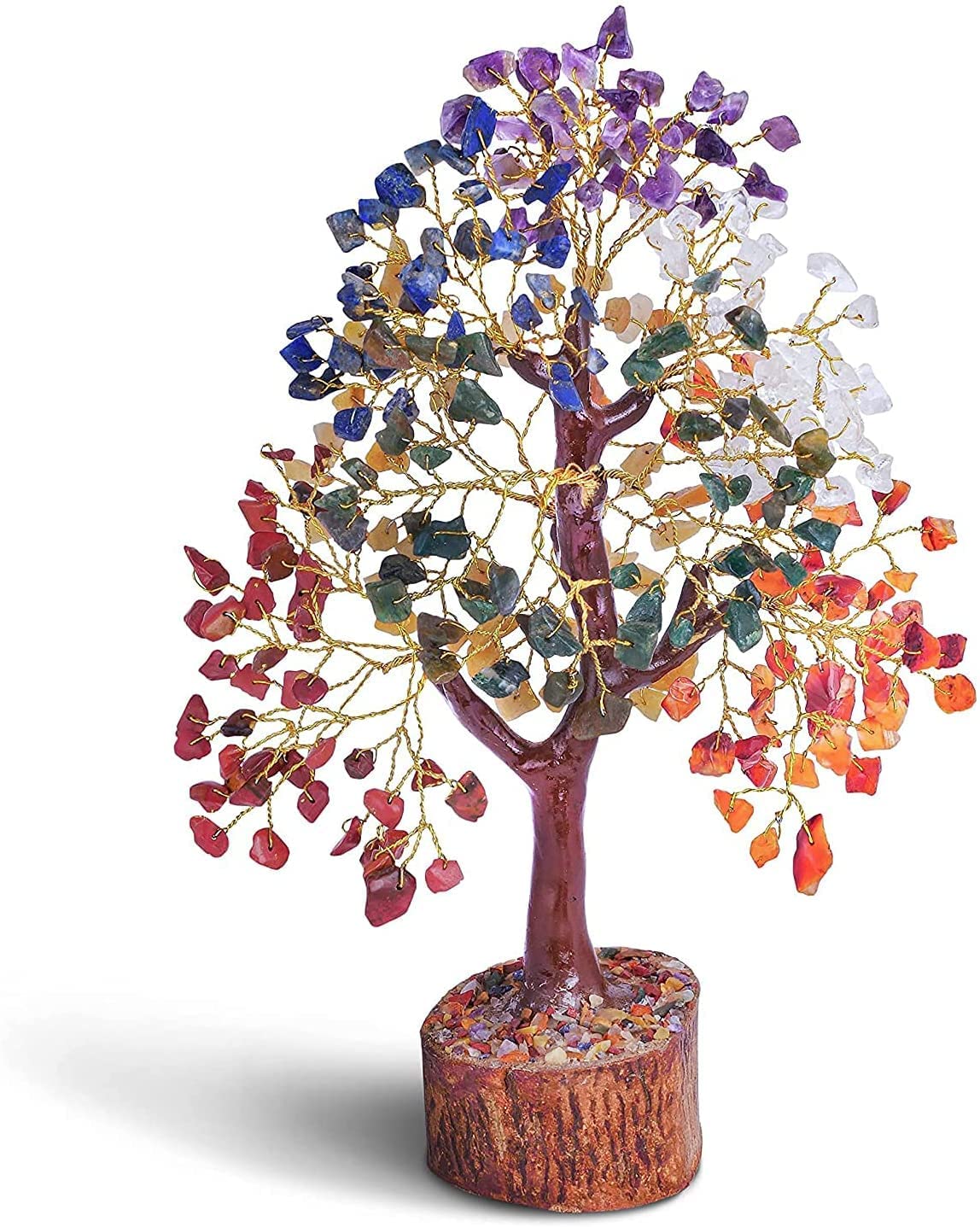 A P HOMES 7 Chakra Healing Gemstone Tree - Handcrafted Feng Shui Crystal Tree for Positive Energy, Wealth, and Balance | Meditation Decor, Reiki Healing, Home & Office Decor Gift (300 Beads)
