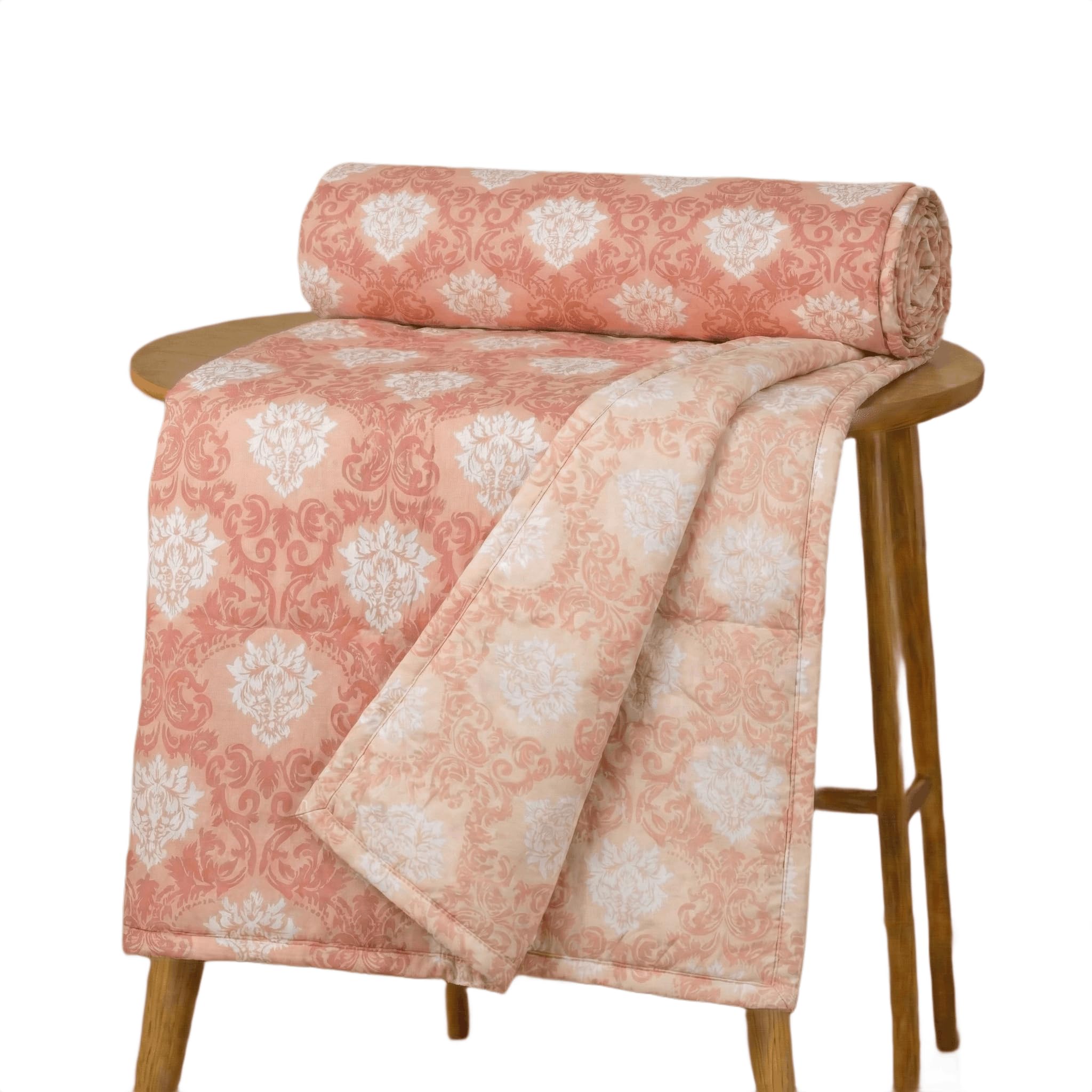 Trance Home Linen Premium 100% Cotton Dohar for Double Bed | 150 GSM | Reversible Ac Comforter | Light Weight All Season Soft Blanket (84x88 Inches | Royale Peach) Kafalo
