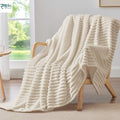 Rangrika.in Ultra Soft Bed Blanket, Premium Flannel Fleece Plush Throw, Ribbed Texture Mink Touch, Lightweight Warm Cozy AC & Mild Winter Use, Machine Washable (White, Double) Kafalo