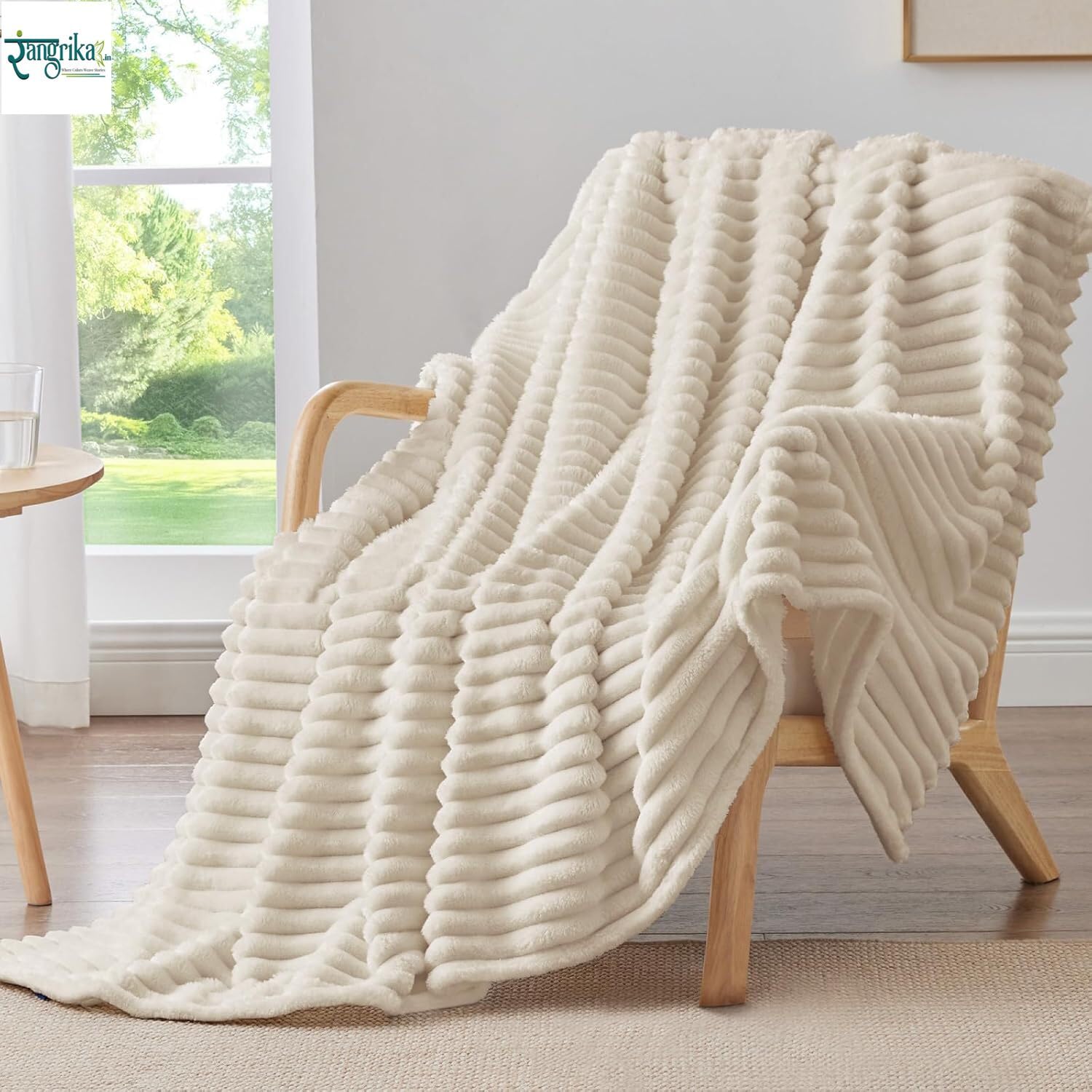Rangrika.in Ultra Soft Bed Blanket, Premium Flannel Fleece Plush Throw, Ribbed Texture Mink Touch, Lightweight Warm Cozy AC & Mild Winter Use, Machine Washable Kafalo