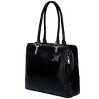 HYATT Leather Accessories Full Grain Natural Leather Top Handle Tote Handbags & Shoulder Bags For Women Office (Dimension- L-14 X H-12 X W- 5 Inch, Weight- 0.7 Kg - Black)
