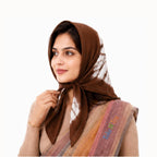 Take N Try Women’s Satin Head Scarf, Square Hair Wrap Cotton Bandana for Head, Neck & Hair, Daily Use, Travel & Ethnic Outfit, 30x30 Inch Fashion Printed Scarves for Female & Ladies Gift (Brown)