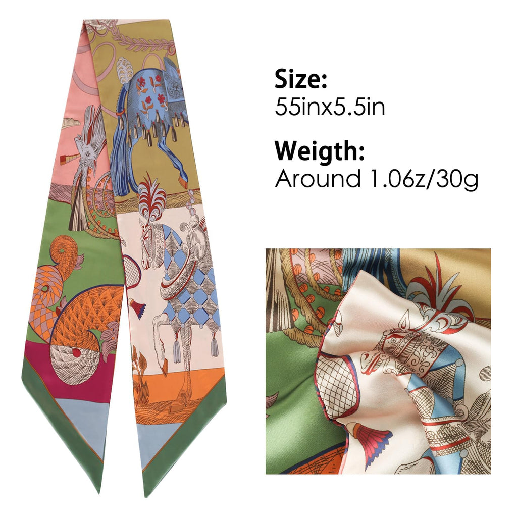 Mgbmyltm 1-Piece Satin Scarf for Women, Faux Silk Long Narrow Scarf for Purse and Neck