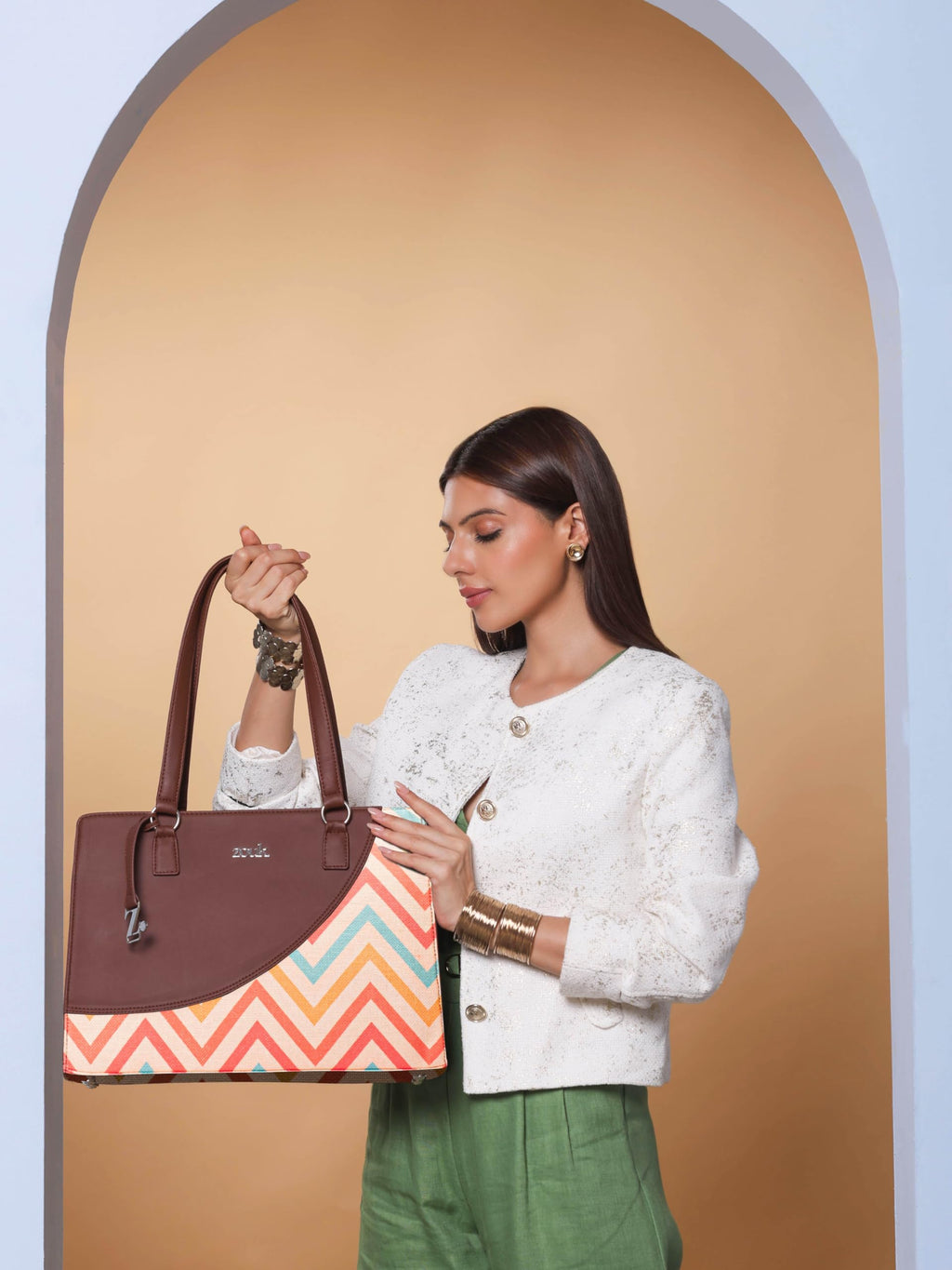 ZOUK Office Essential Bag | Jute | Vegan Leather Handcrafted Tote Bag With Double Handle Shoulder Strap | WavBeach