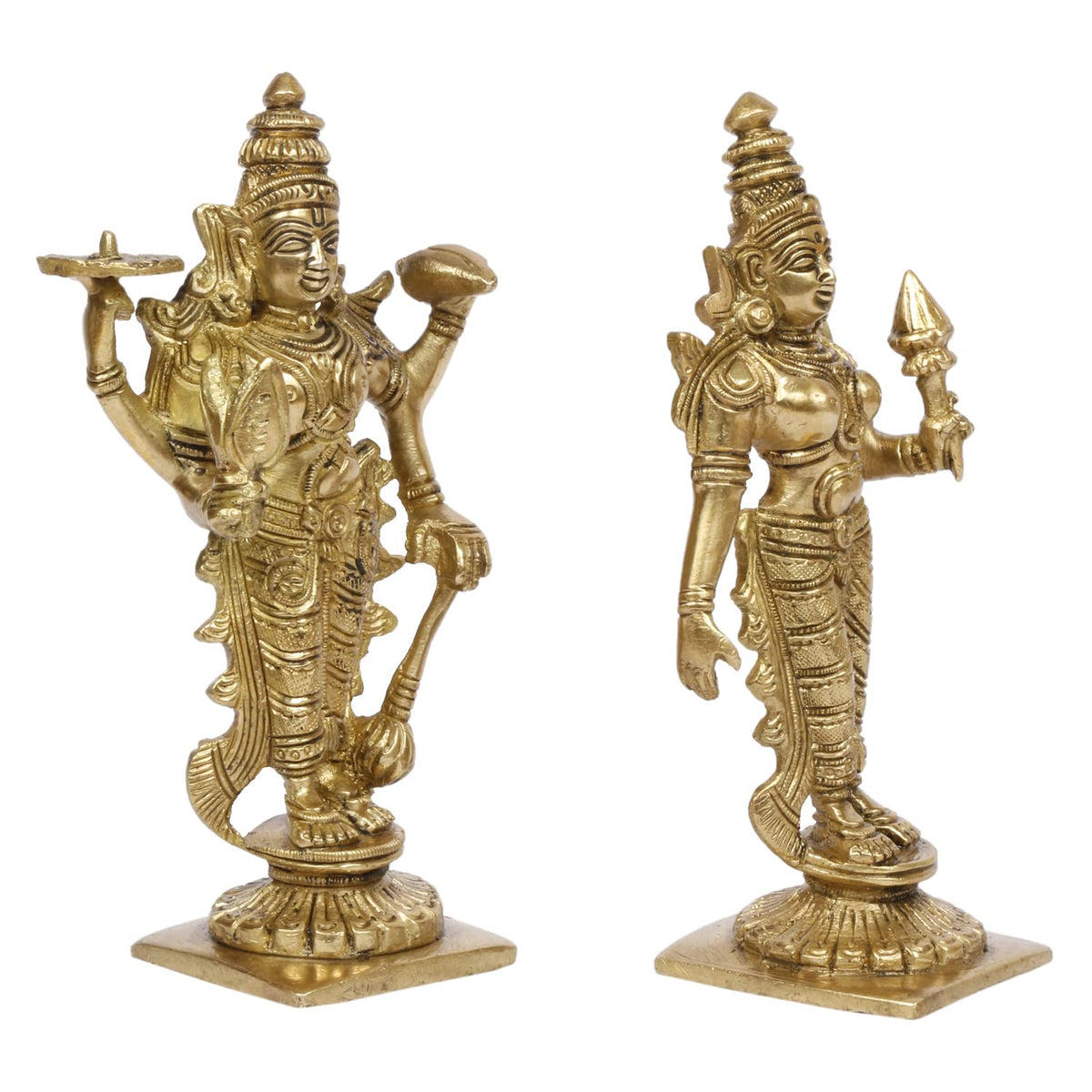 ARTVARKO Brass Laxmi Narayan Murti for Home Puja Handmade Standing Lakshmi Vishnu Idol Decor Gift Showpiece Figurine 6 Inch.