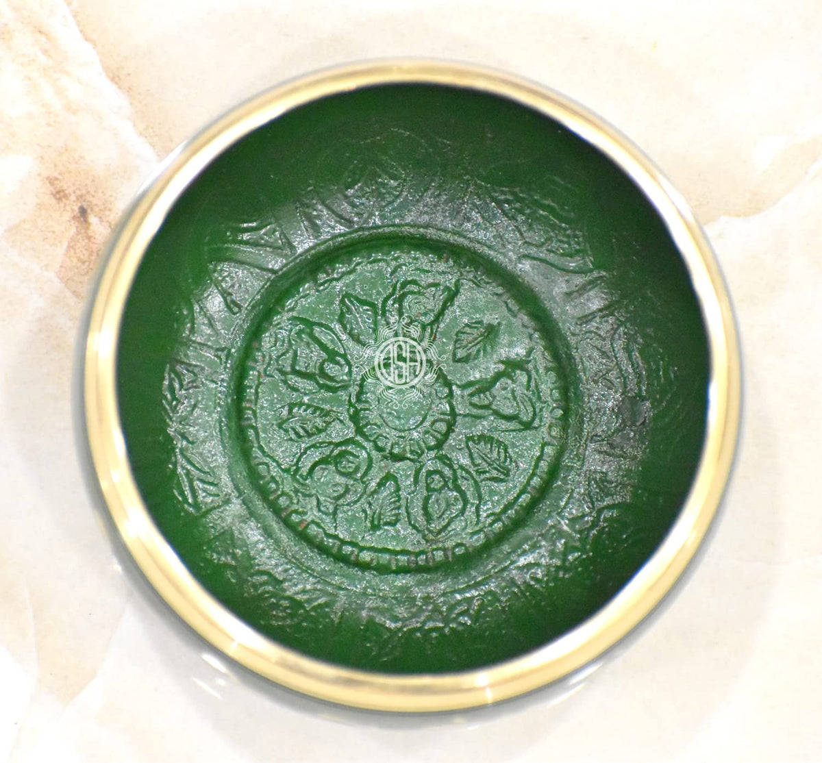 DSH Tibetan Singing Bowl Handcrafted Meditation Sound Bowl Easy To Play Vibration Therapy Praying Bowl (Green-5.5 inch)
