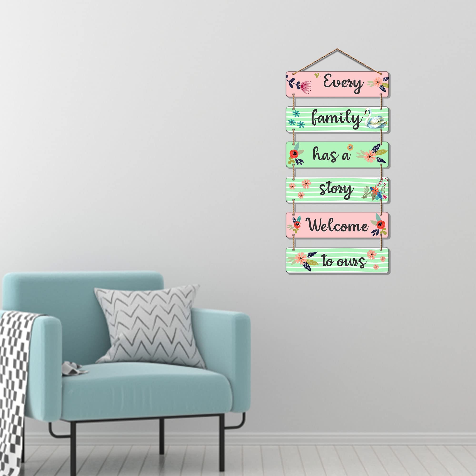 Artvibes Decorative Wall Hanging Wooden Art Decoration item for Living Room | Bedroom | Home Decor | Gifts | Quotes Decor Item | Wall Art For Hall | Mdf Wall Decoration, Set of 6 (WH_3275NR)