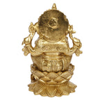 Svarup Brass Sitting Ganesha Idol in Gold Color Height 7.5 Inch Weight 2.8 Kg