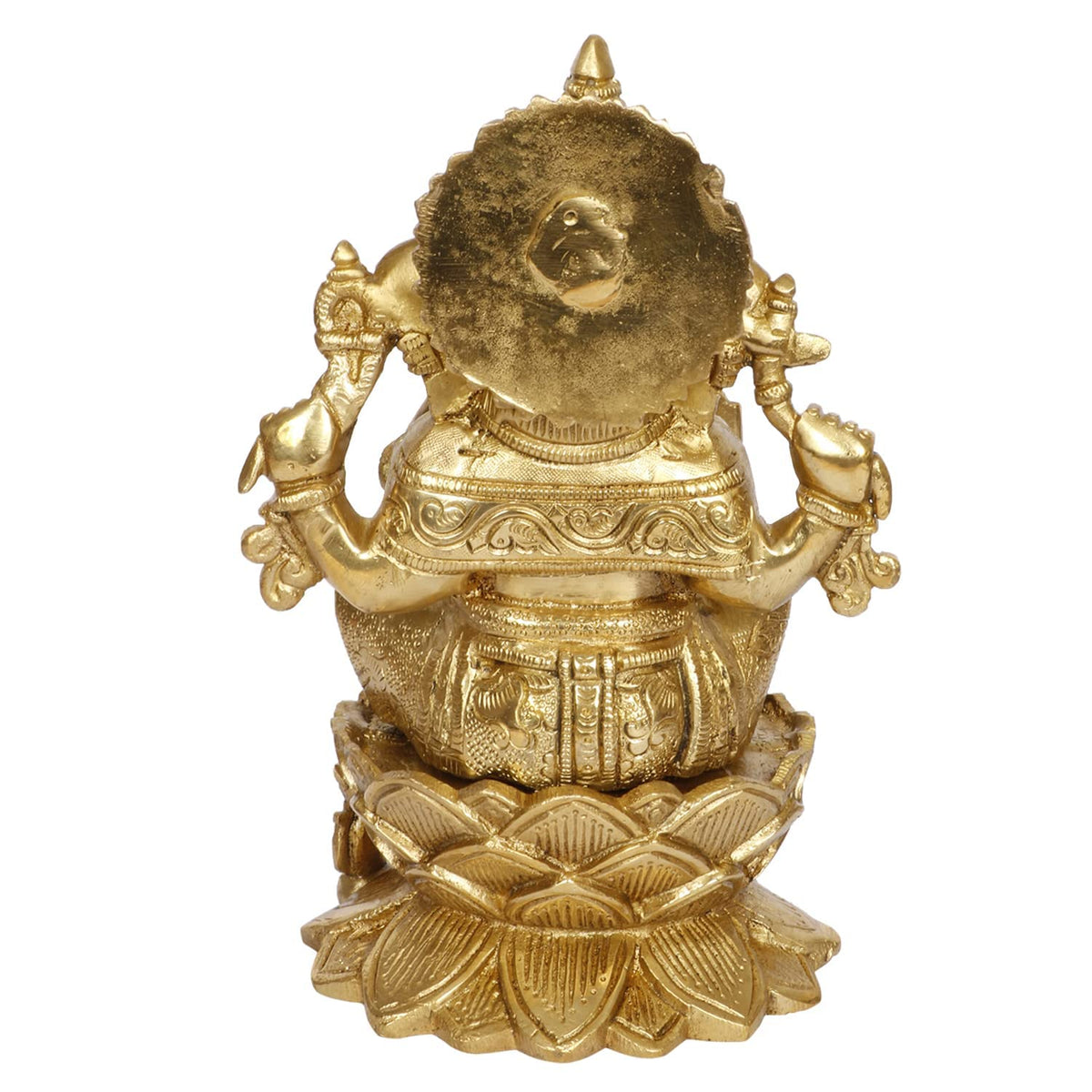 Svarup Brass Sitting Ganesha Idol in Gold Color Height 7.5 Inch Weight 2.8 Kg