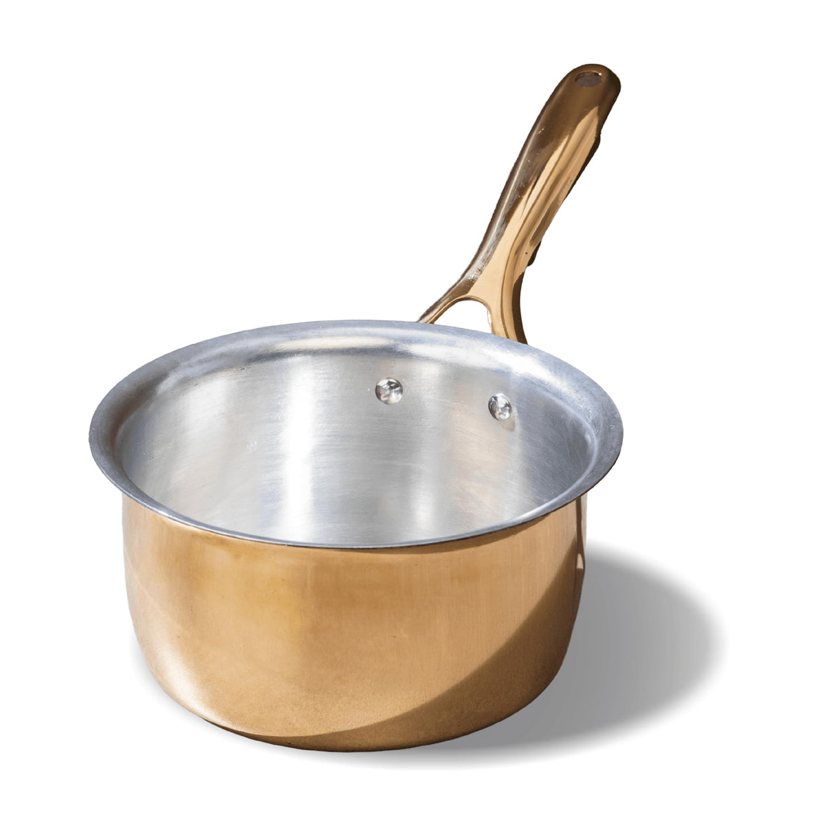 P•TAL Brass Saucepan 1.8L with Insulated Heat-Resistant Handle | 100% Pure Brass Tin Coated Tea Pan | Chemical-Free and Non-Stick (Free 30ml Copper & Brasss Cleaning Solution)