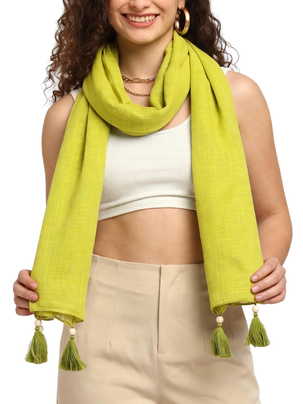 KE KANHA EXPORTS Cotton Scarf|Scarf for Women|Cotton Stole|Soft Beach Wrap|Tassel Design|Easily fits 180 * 50cm