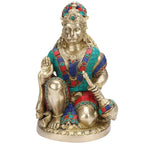 SVARUP Brass Hanuman Ji Murti Lord Balaji Bajrangbali Bahubali Sankat Mochan Bhagwan Idol Multicolor Height 9 Inches
