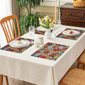PRAKARTIK BY INDUARTS Spring Floral Eco-Friendly Cotton Dining Table mats – Reusable, Machine Washable, Everyday Use Multi Rectangular Placemats, Set of 4 (33x47 cm) Kafalo