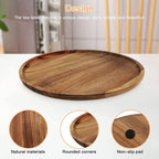 WOOD ART STORE Wooden Round Tray for Home Decoration, Serving and Bathroom, Wooden Platter, Tray Organizer for Kitchen/Countertop Home Decor 11x11x1 inchs
