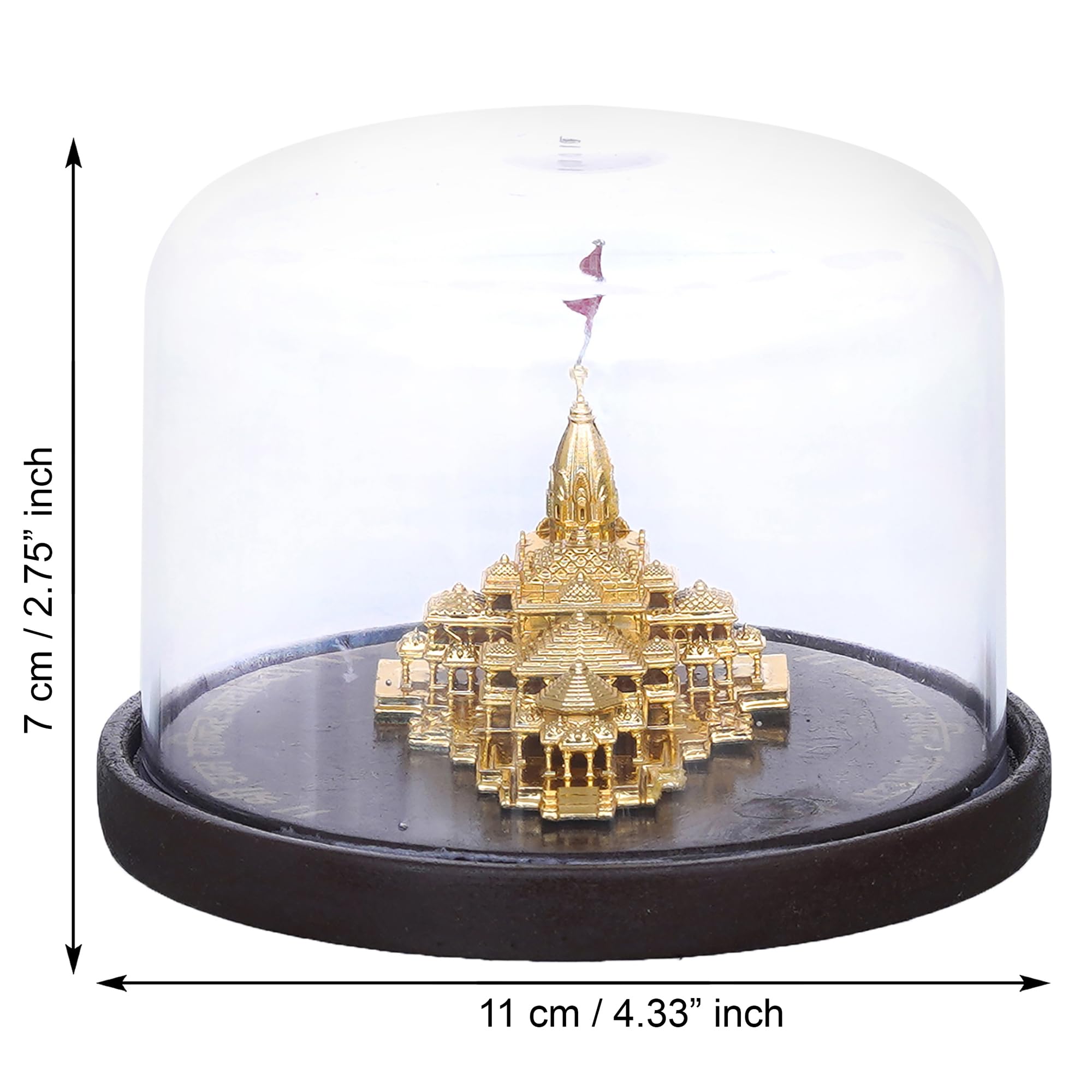 eCraftIndia Shri Ram Mandir Ayodhya Model | Ayodhya Ram Mandir Temple for Home Office| Home Temple Pooja Mandir | Ayodhya Ram Mandir Model Gift for Housewarming Diwali Ram Navami (Resin Glass, Golden)