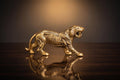 KridayKraft Golden Metal Antique Tiger/Jaguar/Panther/Sher Figurine Table Top Decorative,Feng Shui & Vanstu,Animal Showpiece Figurines...