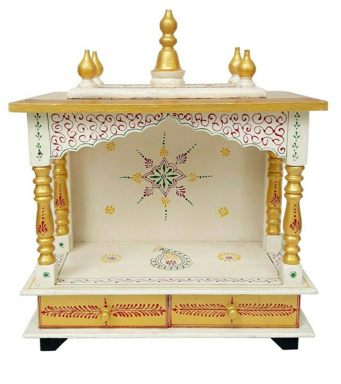 kamdhenu Art and Craft Craft Wood Home Temple for Home Office Gold
