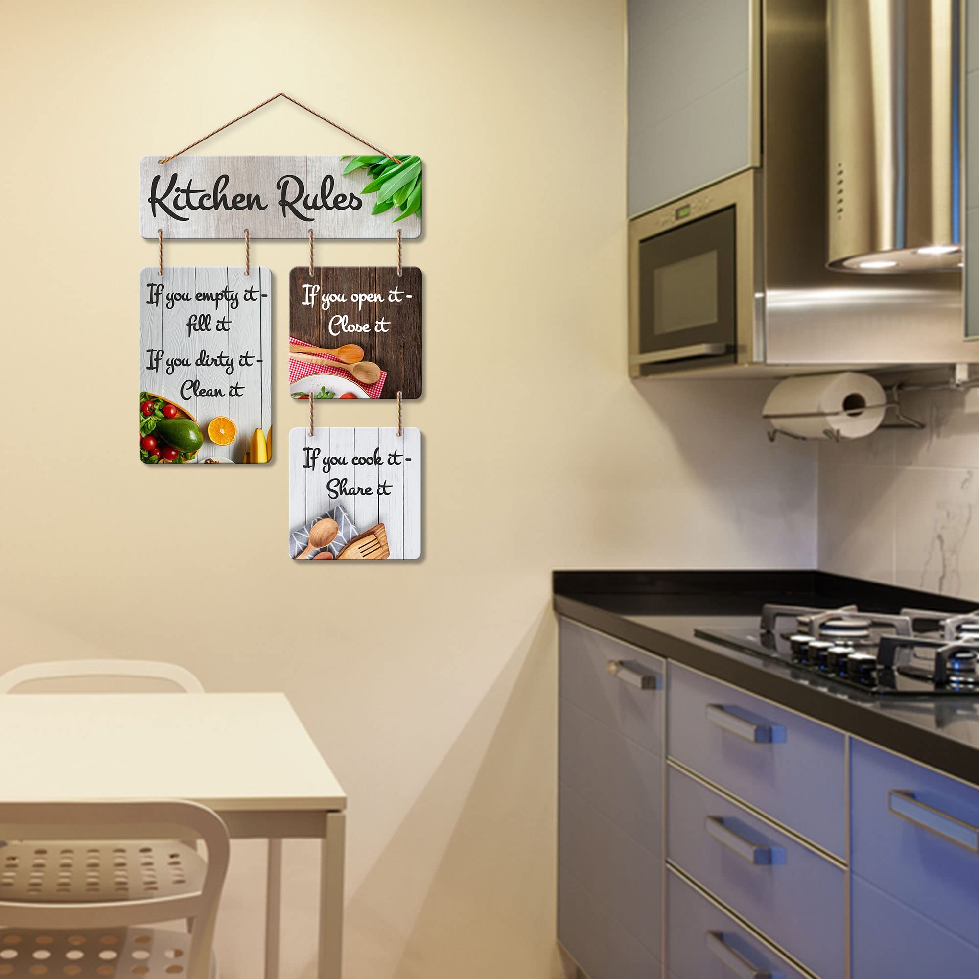 Artvibes Kitchen Rules Quotes Printed MDF Wooden Wall Art For Cafe | Kitchen | Restaurants | Quotes Decor Item | Kitchen Wall Hanging | Wall Illustrations | Artwork | Gift Items (WH_6506N).