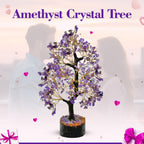 BHAGYA G Amethyst Crystal Tree - 200 Beads, Precious Gemstone Tree for Healing & Harmony, Handmade Gift for Home Décor, Meditation & Positive Energy