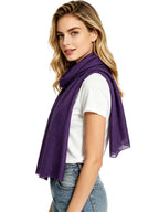 Lina & Lily Solid Shimmer Sparkle Glitters Sheer Maxi Shawl Head Scarf Hijab (#19 DARK PURPLE)