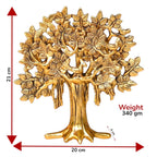 Metal Kalpavriksha Tree for Home Decor - Golden Wish Fulfilling Tree Metal Showpiece for Temple, Vastu, Office Table & Gifting Banyan (No 2 Golden)