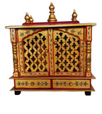 Wood To Cart Beautiful Wooden Temple/Pooja Mandir for Home and Office/Wall Mounted Temple/Puja Stand(Multicolor - 18x9x22 inches)