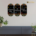 Artvibes Dream Big Positive Quotes Printed Wooden Wall Hanger for Home | Office | Living Room | Gift | Modern Decoration Items | Kitchen Wall Decor | Artworks (WH_9016N), Set of 3