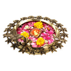 Artvarko Brass Ethnic Carved Bird Butterfly Traditional Urli Bowl Tea Light Candles Showpiece for Floating Flowers 8 Inch