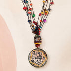 AAKRITI ART CREATIONS Village Square Handcrafted Warli Long Necklace for Women | Beaded Ethnic Pendant Necklace | Long Necklace Set for Women Traditional | Handmade Jewellery Gift
