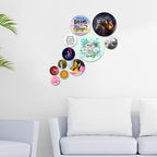 Artvibes Let Your Dreams Be Your Wings Round Shape MDF Wooden Wall Decor Items | Motivational Wall Decor | Wall Accent | Graphic Art | Gift Items | Office Wall Decoration Items (WPS_101N), Set of 11