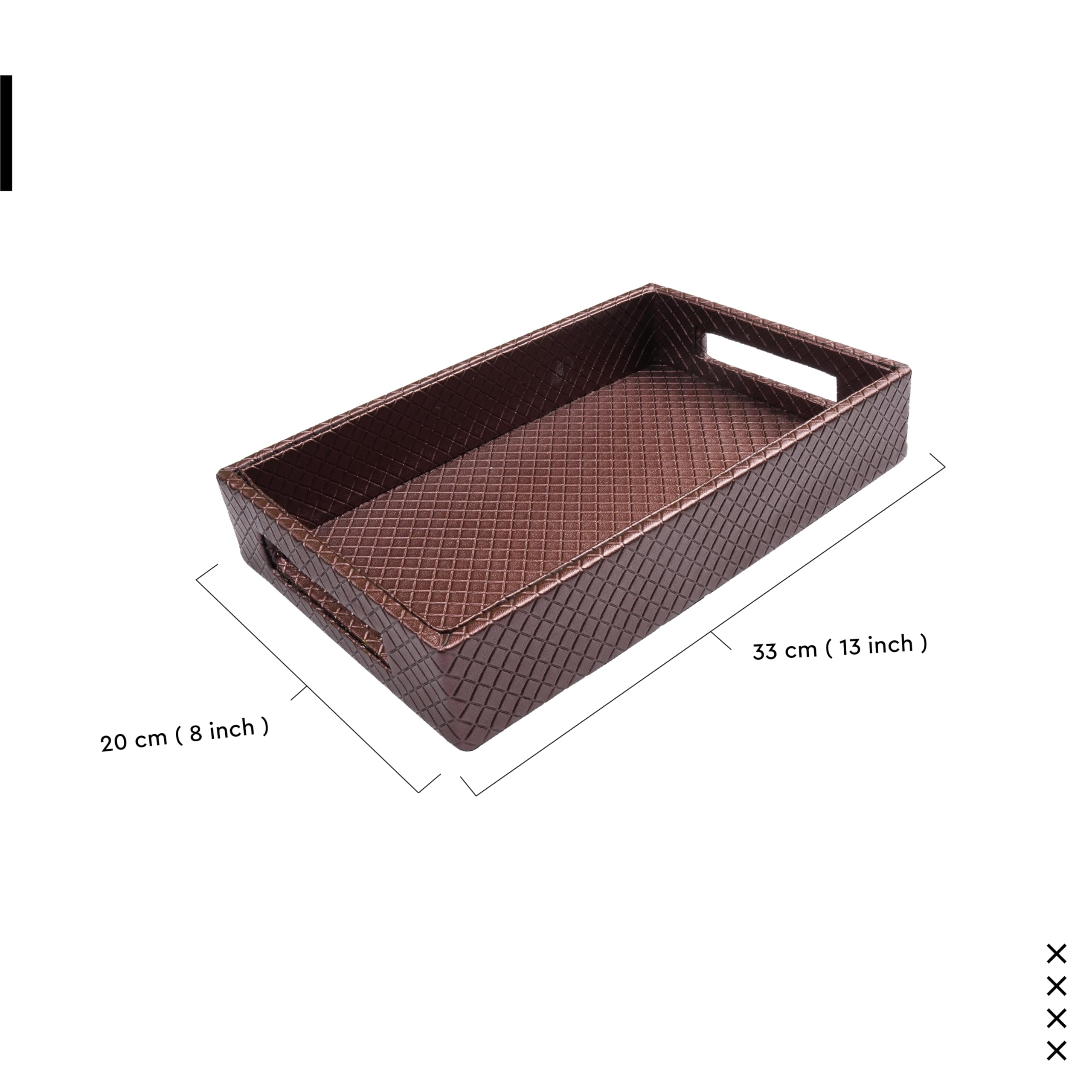 Encasa XO Serving Tray Medium, Faux Leather Table Organizer Copper