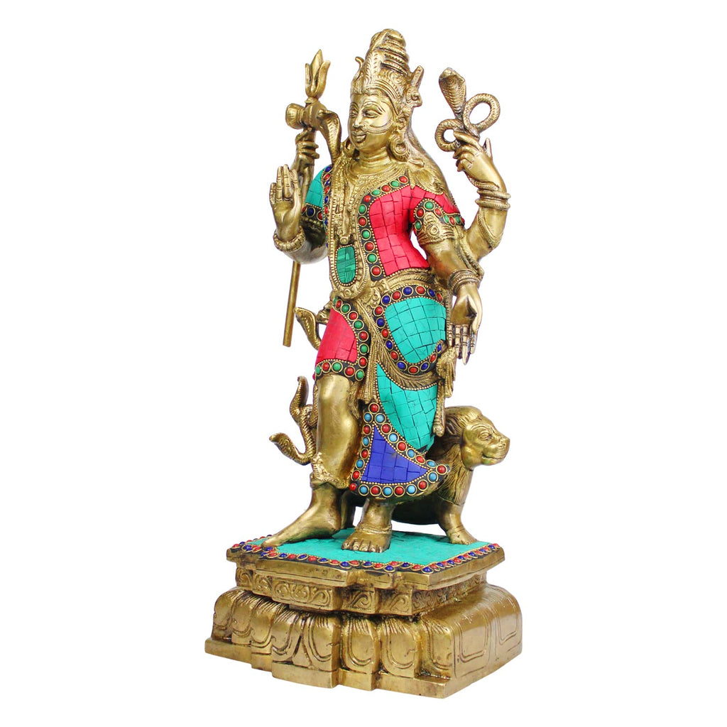ARTVARKO™ Brass Big Ardhanarishvara | Ardhnarishwar Inlay Work Statue (Half Shiva & Parvati) | Ardhnari Shiv Parvati Double Avatar | Shiv Parvati Idols for Home Decor Temple Puja | 18 Inches.