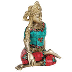 SVARUP Brass Lord Indra Dev Statue Inder Dev Vastu Idol Figurine Handicraft Religious Showpiece 6 Inch Multicolor
