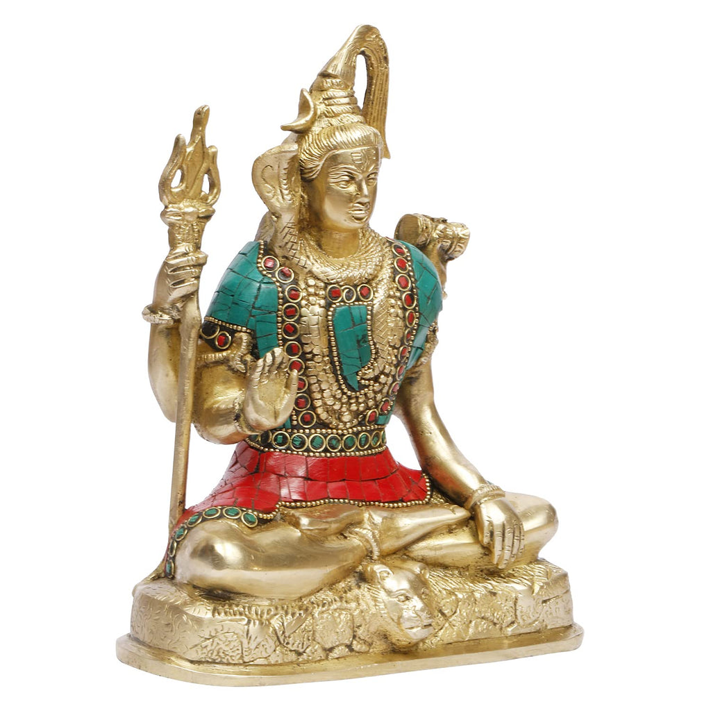 ARTVARKO Brass Shiva Statue Lord Shiv Murti Idols for Home Office Decor Bholenath Mahakal for Pooja Height 8 Inches